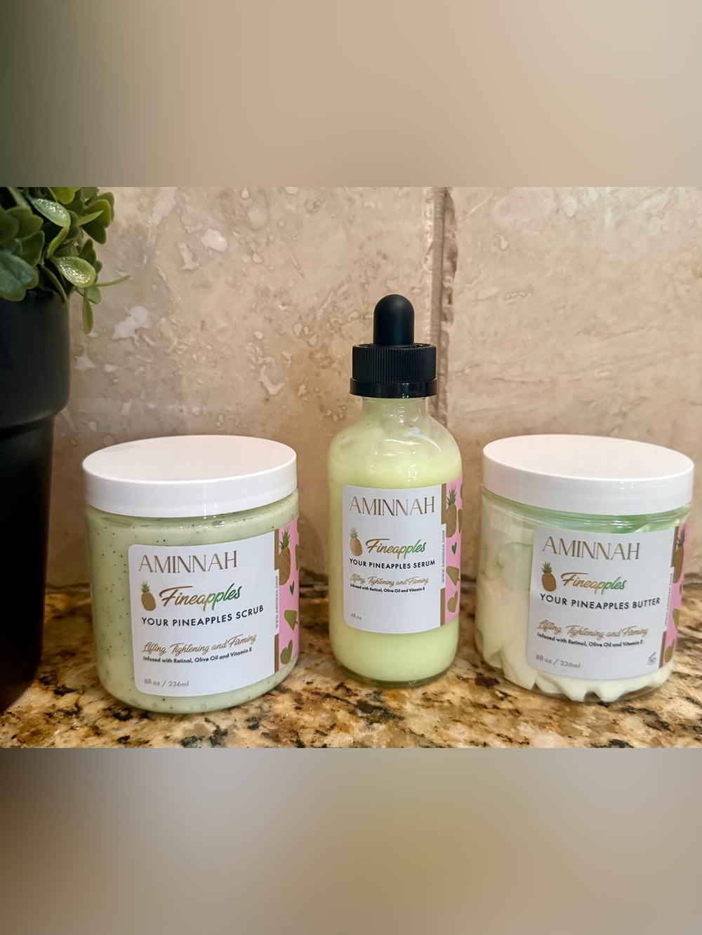 Aminnah Fineapples Pineapples 3 piece set gift bundle limited edition